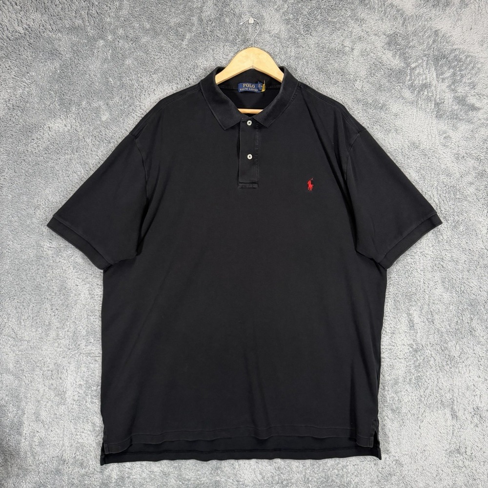 Polo Ralph Lauren Shirt Mens 2XLT Black 100% Cotton Pony Preppy Casual FLAW READ